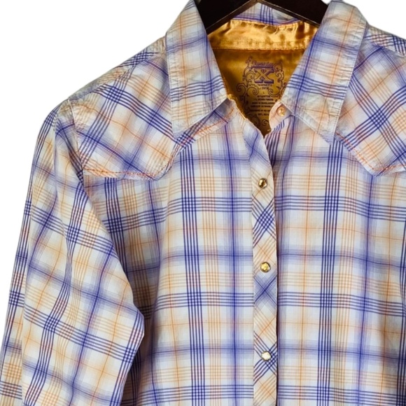 Twenty X Large 12 14 Shirt Top Blouse Button Down Plaid Western Cowgirl Purple - Picture 2 of 5